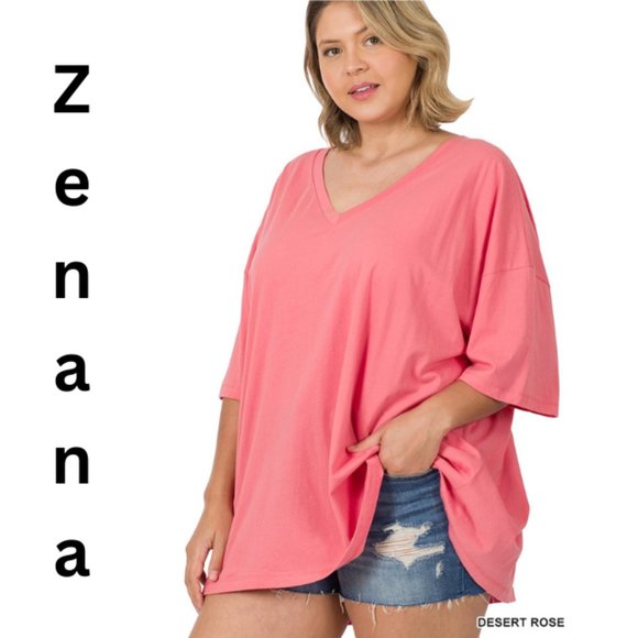 Zenana Dessert Rose Plus Oversized Boxed Tee - Picture 1 of 1